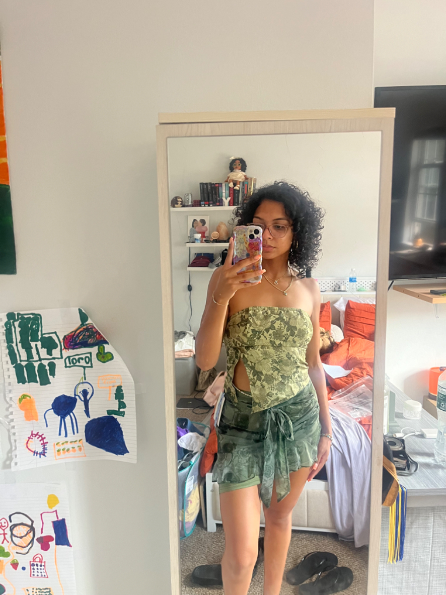 Jacquard Jacquard Floral Split Tube Top For Daily Casual