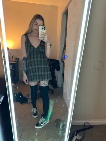 V-neck Check Mini Dress